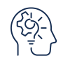 Pragmatique L’icône représentant une silhouette avec une ampoule et une roue dentée à la place du cerveau symbolise l’intelligence appliquée, la réflexion stratégique et la capacité à transformer les idées en actions concrètes. La roue dentée incarne l’analyse, la logique et la mise en œuvre efficace des solutions, illustrant notre approche structurée pour résoudre des problématiques complexes. L’ampoule, quant à elle, représente l’innovation et la recherche de solutions simples et pertinentes. Ce choix d’icône reflète parfaitement notre valeur de pragmatisme : nous allions réflexion et action pour apporter des solutions efficaces, accessibles et adaptées aux réalités du terrain.